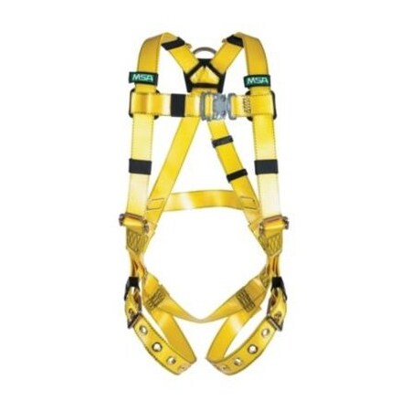 Msa Safety Gravity Coated Web Harness, Vest-Type, Back D-Ring, Tongue Buckle Leg Straps, X-Large (Xlg), Yellow 10155872